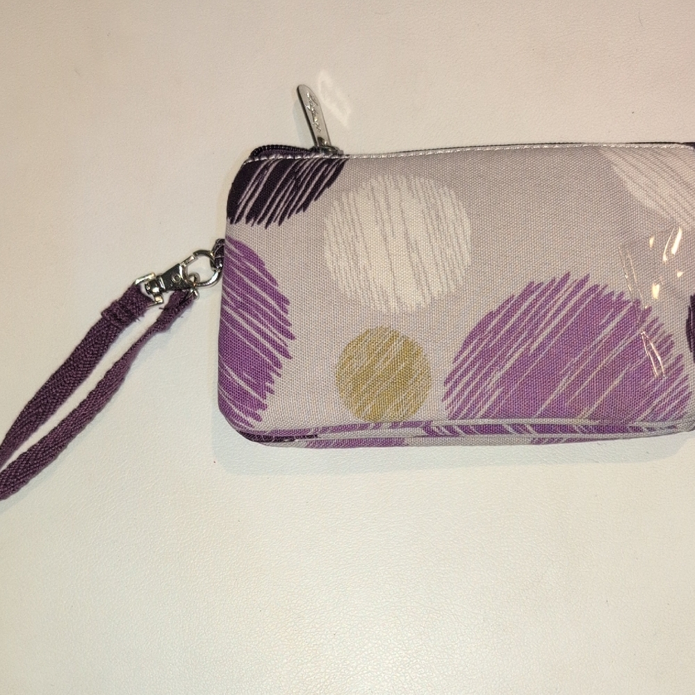 Thirty-One Purple and Gold Circle Wristlet